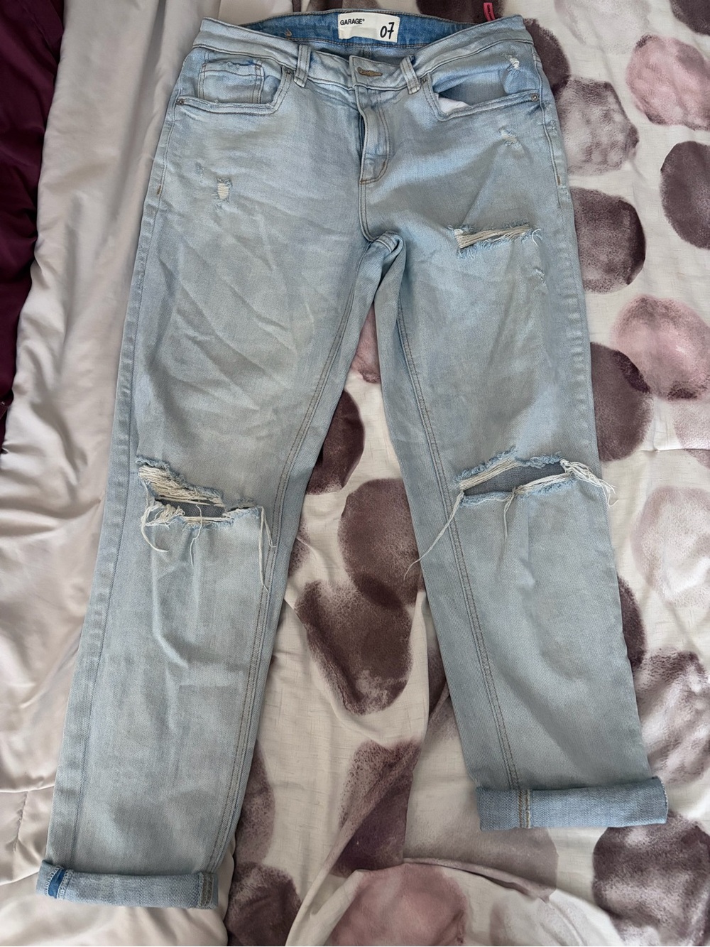 Garage Light Blue Distressed Cropped Jeans
